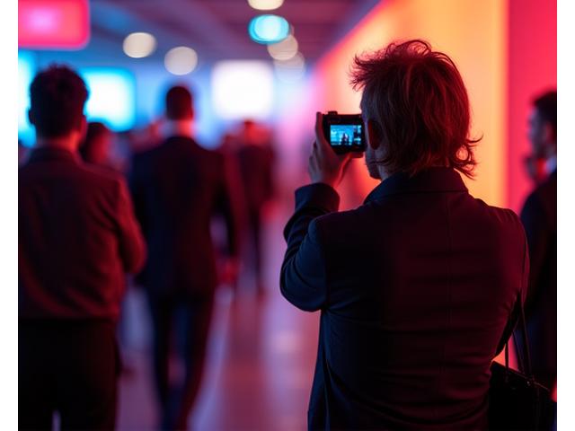 Photographer capturing moments at a corporate event with delegates